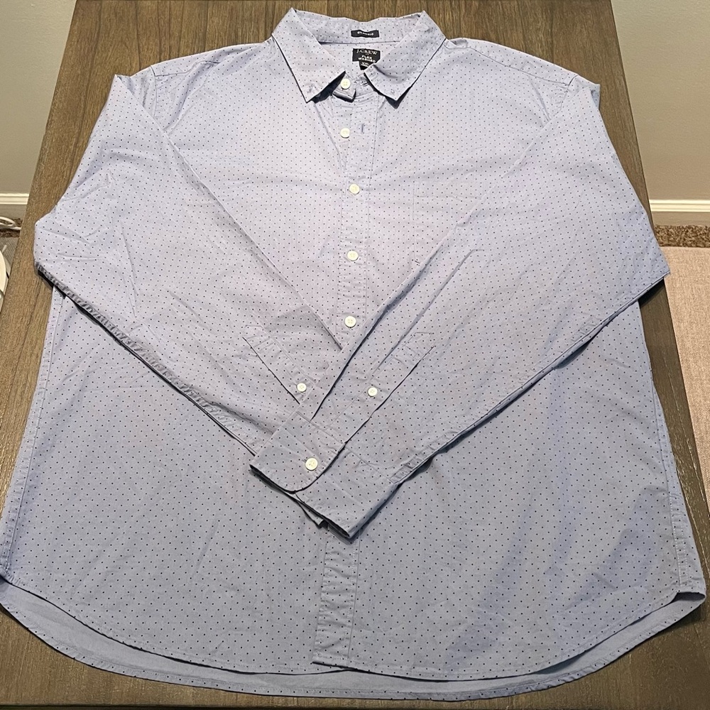 J. Crew Light Blue Polka Dot Button-Down Shirt